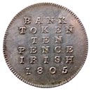 IRLAND. George III. Bank Token. 10 Pence 1805. KM Tn3. Vackert ex.